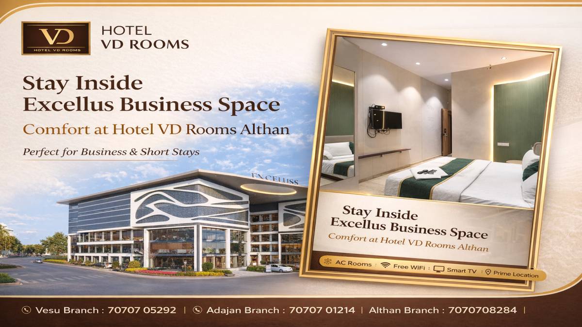 Hotel in Excellus Business Space Surat: Stay at Hotel VD Rooms Althan for Business Travelers