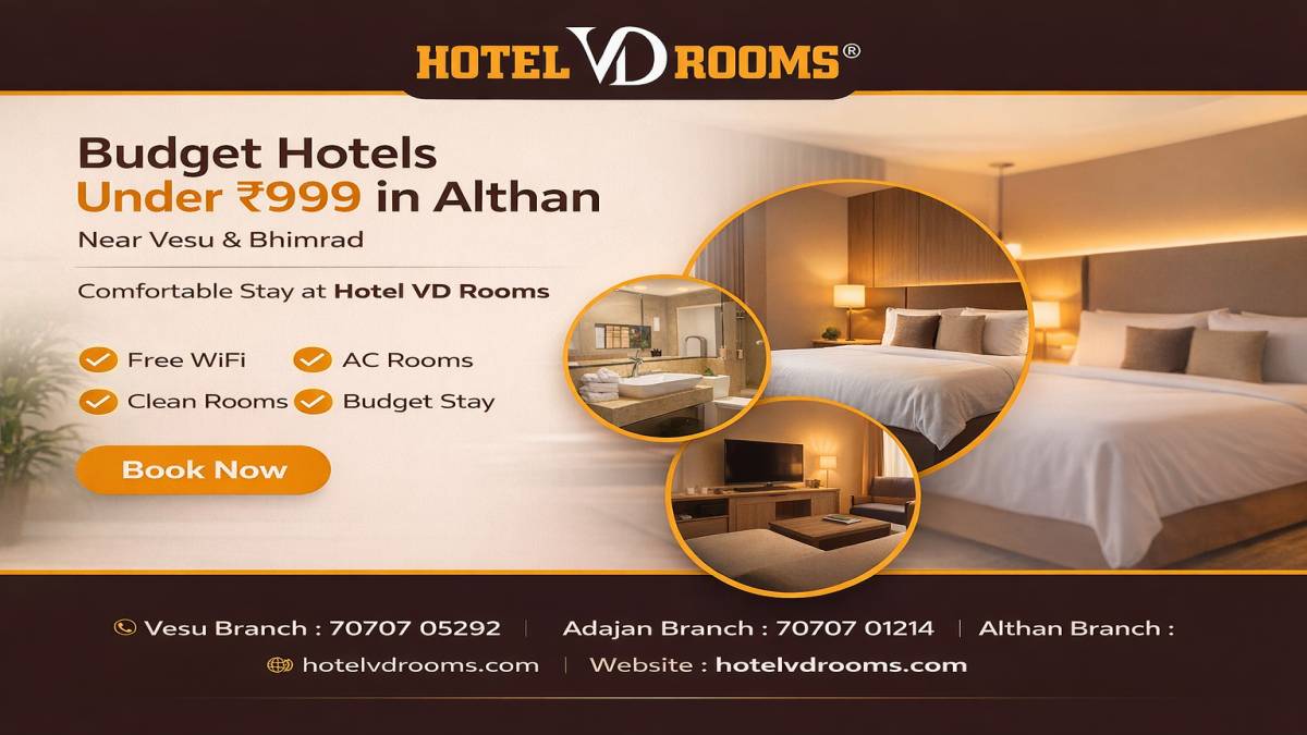 Budget Hotels Under 999 in Althan Near Vesu & Bhimrad: Affordable Stay at Hotel VD Rooms Budget Hotels Under 999 in Althan Near Vesu & Bhimrad: Affordable Stay at Hotel VD Rooms