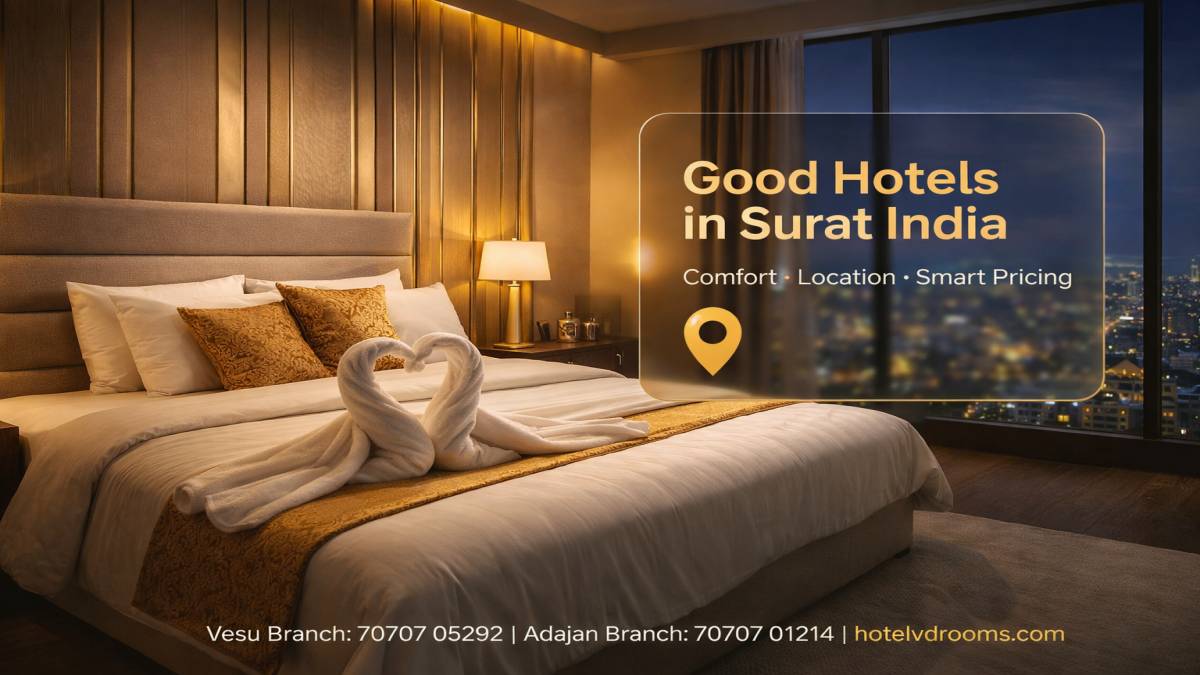 Good Hotels in Surat India Near Vesu & Adajan for Smart Travelers Finding good hotels in Surat India can make a huge difference to your travel experience&mdash;whether you&rsquo;re visiting for business, family functions, medical purposes, or leisure. Surat is one of Gujarat&rsquo;s fastest-growing cities, known for its diamond and textile industries, vibrant food culture, and well-developed residential zones like Vesu and Adajan. For smart travelers, choosing a hotel isn&rsquo;t just about luxury&mdash;it&rsquo;s about location, comfort, affordability, connectivity, and safety. In this guide, we&rsquo;ll help you discover why Vesu and Adajan are the best areas to stay, what makes a hotel truly &ldquo;good,&rdquo; and how Hotel VD Rooms offers ideal accommodation options that balance quality and value.  Good Hotels in Surat India Near Vesu & Adajan: Why Location Matters When searching for good hotels in Surat India, location plays a critical role. Staying in well-planned areas like Vesu and Adajan ensures better infrastructure, easier transport, and proximity to key city hotspots. Why Vesu Is a Preferred Area for Smart Travelers in Surat Vesu is one of Surat&rsquo;s most premium and modern neighborhoods. Known for wide roads, corporate offices, hospitals, malls, and restaurants, it attracts business travelers and families alike. Key advantages of staying in Vesu: Close to business hubs and IT offices   Easy access to Surat Airport and railway station   Near shopping destinations like VR Mall   Peaceful, upscale residential environment    Why Adajan Is Ideal for Budget & Family-Friendly Stays Adajan is another popular locality offering excellent connectivity at more affordable prices. It&rsquo;s well-suited for families, solo travelers, and couples looking for comfort without overspending. Why smart travelers choose Adajan: Close to city center and major roads   Affordable hotels with spacious rooms   Easy access to restaurants, hospitals, and markets   Calm yet well-connected neighborhood    Good Hotels in Surat India: What Smart Travelers Should Look For Not all hotels are created equal. Smart travelers focus on a few key factors before booking a stay. Location & Connectivity in Good Hotels in Surat India A good hotel should be close to: Business areas   Tourist attractions   Hospitals and transport hubs   Hotels near Vesu and Adajan offer faster commutes and safer surroundings&mdash;especially for late check-ins.  Comfort & Cleanliness in Good Hotels in Surat India Comfort goes beyond just a bed. Top hotels ensure: Clean, hygienic rooms   Air-conditioning   Comfortable bedding   Clean bathrooms   Hotel VD Rooms maintains strict cleanliness standards to meet modern traveler expectations.  Pricing & Value for Money in Good Hotels in Surat India Smart travelers don&rsquo;t just look for cheap hotels&mdash;they look for value. A good hotel should offer: Transparent pricing   No hidden charges   Amenities included in room tariff    Good Hotels in Surat India for Business Travelers Surat attracts thousands of professionals every month. If you&rsquo;re visiting for work, your hotel should support productivity. Business-Friendly Features in Good Hotels in Surat India Look for hotels offering: High-speed Wi-Fi   Work desks   Early check-in / late checkout   Easy transport access   Hotels near Vesu are especially popular among corporate travelers due to nearby offices and conference venues.  Good Hotels in Surat India for Families & Couples Travel needs differ for families and couples. Safety, privacy, and convenience are key. Family-Friendly Good Hotels in Surat India Families prefer hotels that provide: Spacious rooms   Safe neighborhoods   Easy food access   Calm environment   Hotels in Adajan are ideal for family stays due to peaceful surroundings and affordability.  Couple-Friendly Good Hotels in Surat India Modern travelers also look for: Couple-friendly policies   Discreet check-in   Comfortable, private rooms   Hotel VD Rooms caters to couples with safe, welcoming stays in prime Surat locations.  Good Hotels in Surat India Near Tourist Attractions Surat has several tourist and leisure spots worth visiting: Dumas Beach   Dutch Garden   Sarthana Nature Park   Surat Castle   Staying near Vesu or Adajan allows quick access to these attractions without city-center congestion.  Why Hotel VD Rooms Is a Smart Choice Among Good Hotels in Surat India Hotel VD Rooms focuses on providing quality stays without unnecessary luxury pricing&mdash;perfect for smart travelers. What Makes Hotel VD Rooms Stand Out Prime locations in Vesu & Adajan   Clean, modern, well-maintained rooms   Affordable pricing for all traveler types   Friendly staff and smooth booking process   Ideal for business, family, and couple stays    Tips to Book the Best Good Hotels in Surat India Before booking your stay, keep these tips in mind: Always check the hotel&rsquo;s exact location   Read recent guest reviews   Compare amenities vs price   Book directly for better deals   Booking directly through Hotel VD Rooms often gives better value than third-party platforms.  Conclusion: Choose Good Hotels in Surat India Near Vesu & Adajan for a Smarter Stay If you&rsquo;re searching for good hotels in Surat India, choosing the right area is just as important as choosing the right room. Vesu and Adajan offer the perfect balance of comfort, connectivity, and affordability. With thoughtfully designed rooms, prime locations, and traveler-focused services, Hotel VD Rooms stands out as a smart choice for anyone visiting Surat&mdash;whether for business, family, or leisure. 👉 Book your stay today at Hotel VD Rooms and experience comfort done right.