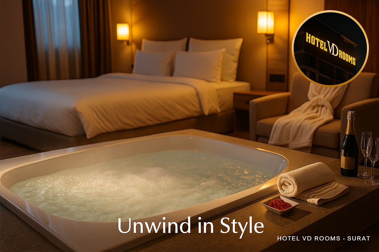 Luxury Meets Relaxation: Why Jacuzzi Rooms in Surat Are the Ultimate Stay Experience at Hotel VD Rooms