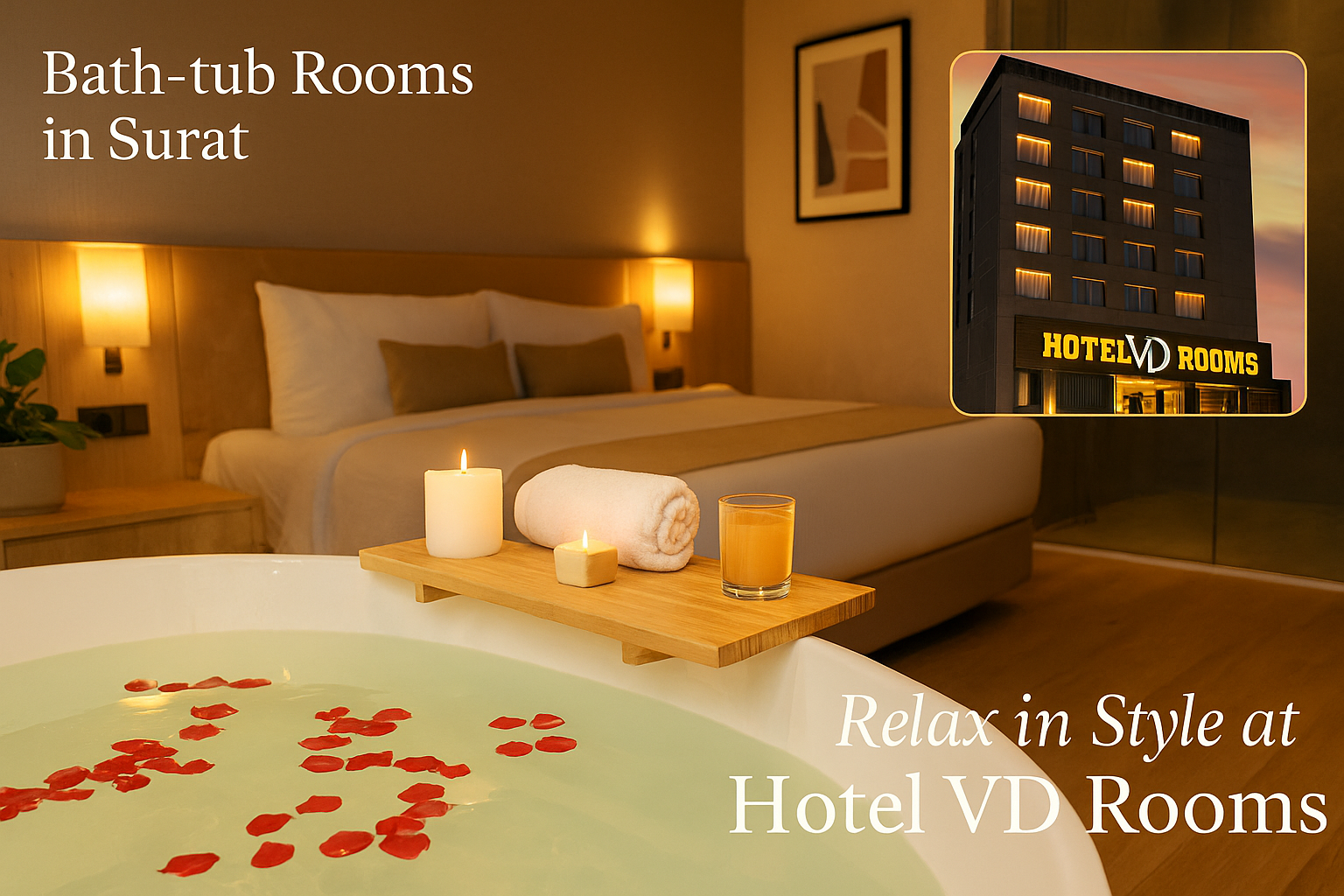 Soak in Comfort: Discover the Most Relaxing Bath-Tub Rooms in Surat at Hotel VD Rooms