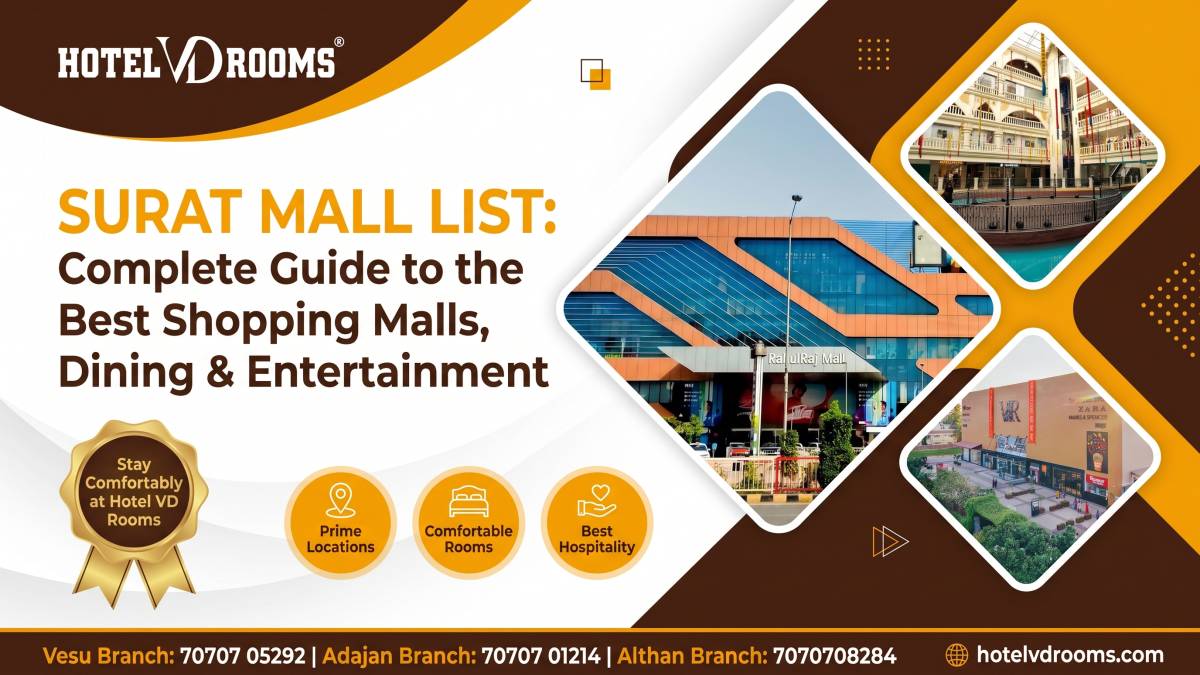 Surat Mall List: Complete Guide to the Best Shopping Malls, Dining & Entertainment with a Comfortable Stay at Hotel VD Rooms